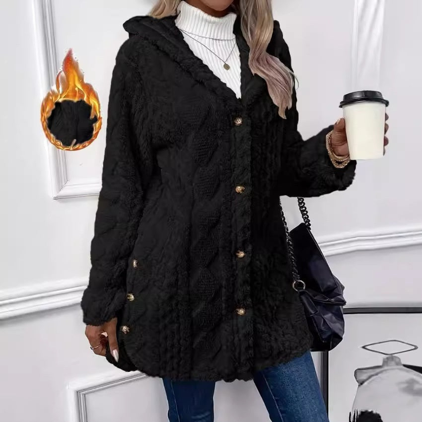 Long Jacket Winter Solid Color Long Sleeve Coat