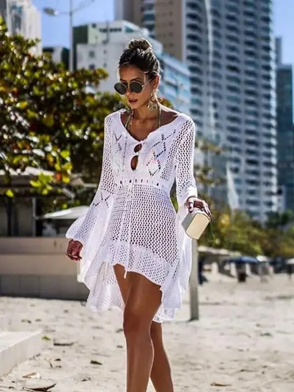 Mesh Knit Bikini Cover-Up Dress