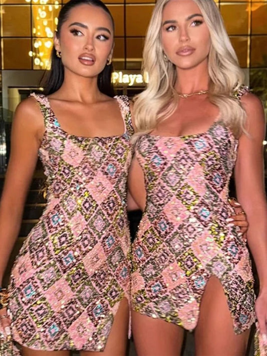 Glam Sparkle Sequined Mini Dress