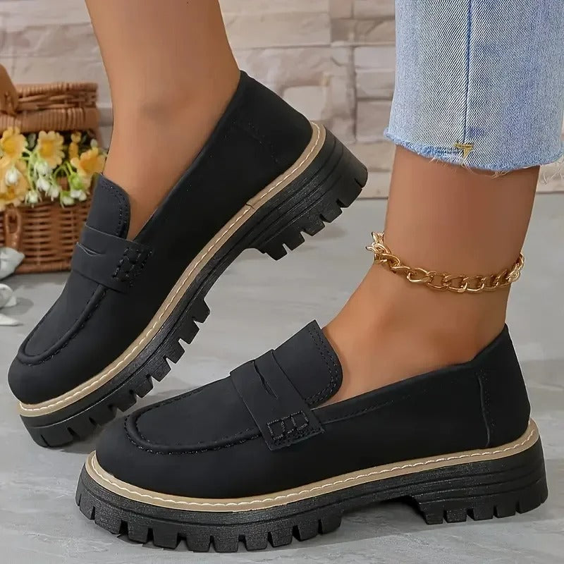 Retro Charm British Thick Heel Sandals