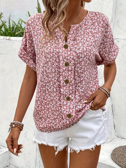 Floral Button Beach T-shirt