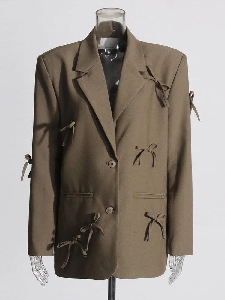 Bowknot Patchwork Blazer for Women