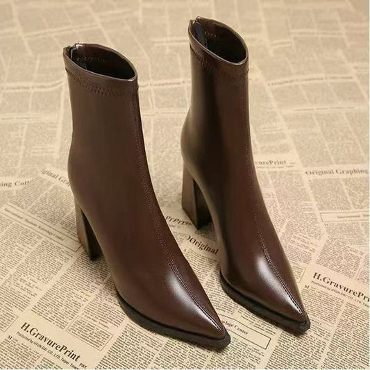 Women's  Casual Simple Graceful High Heel Martin Boots