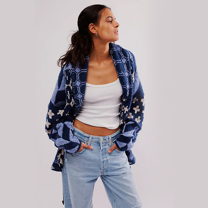 Women’s Fashion Abstract Print Knit Sweater