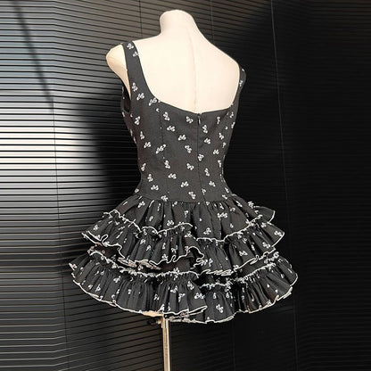 Chic Ruffle Print A-Line Mini Dress