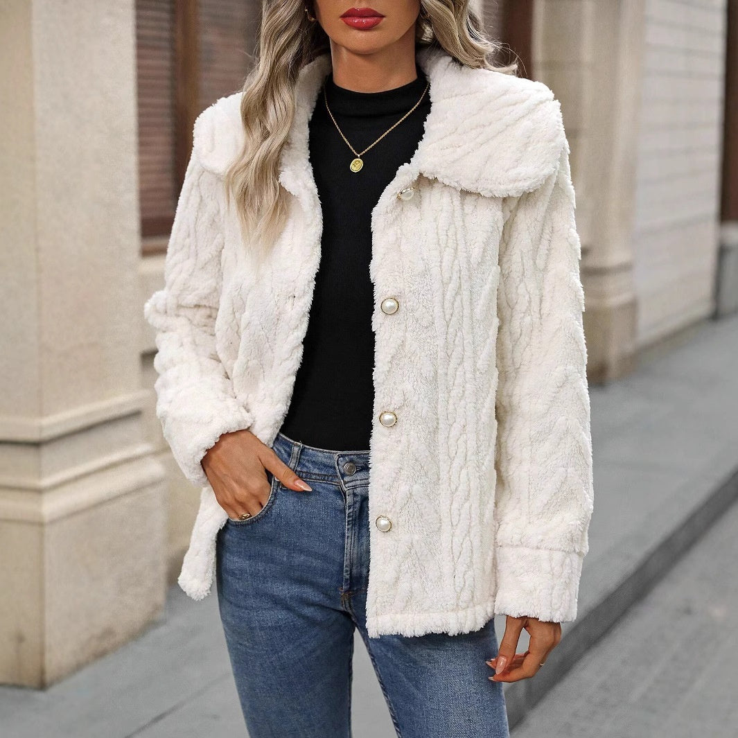 Double-sided Plush Large Lapel Casual Cardigan