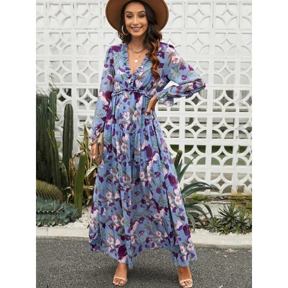 Chic Boho Ruffle Maxi Dress