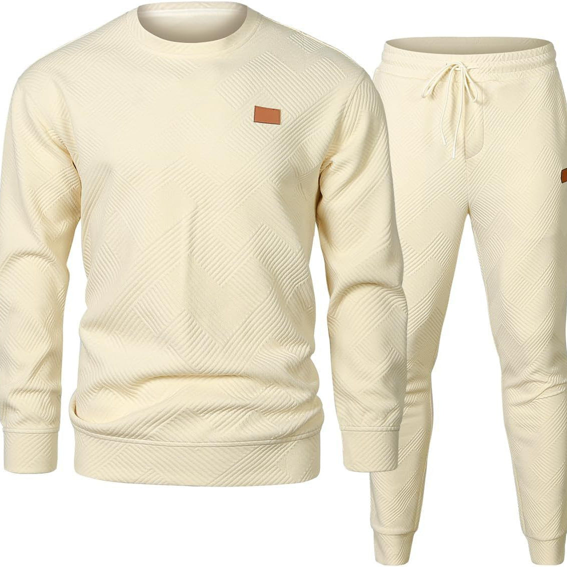 Men Round Neck Jacquard Sweater Set