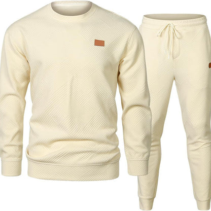 Men Round Neck Jacquard Sweater Set
