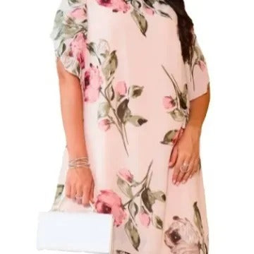 Elegant Printed Chiffon Round Dress