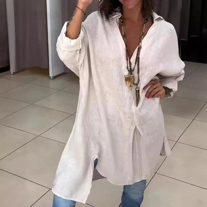 Linen Flow V-Neck Shirt Blouse