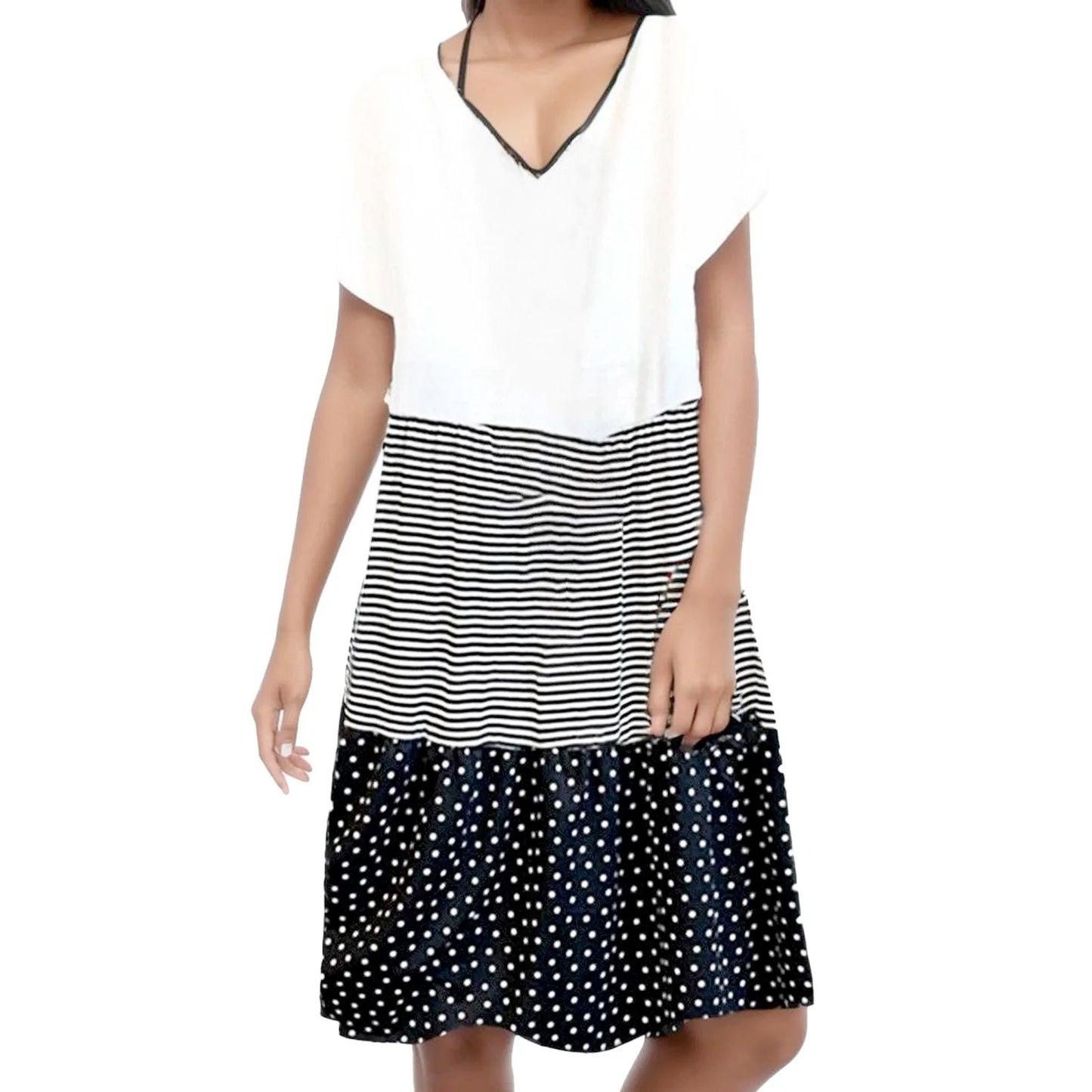 Retro Charm Stripe & Dot Dress