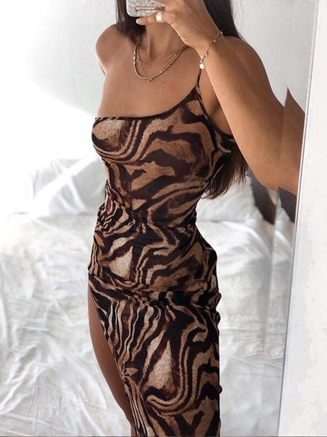 Vintage Grace High-Slit Maxi Dress