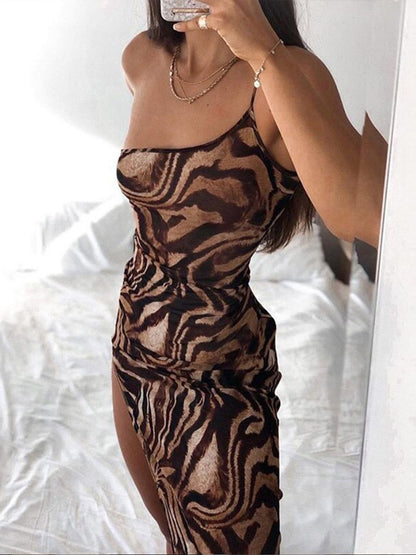 Vintage Grace High-Slit Maxi Dress