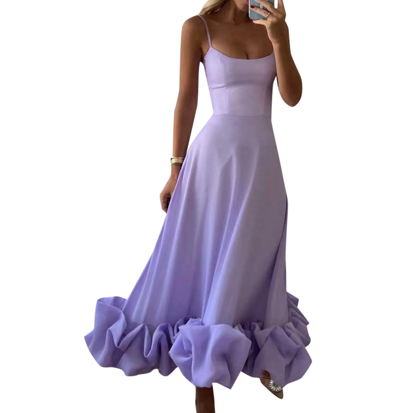 Lustrelace Ruffle Pleated Maxi Dress