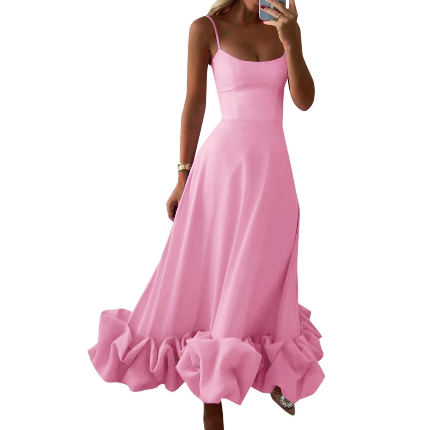 Lustrelace Ruffle Pleated Maxi Dress