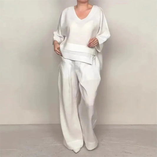 LinenFlow Casual Wide-Leg 2-Piece Set