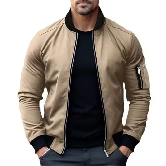 Solid Color Bomber Jacket for Men