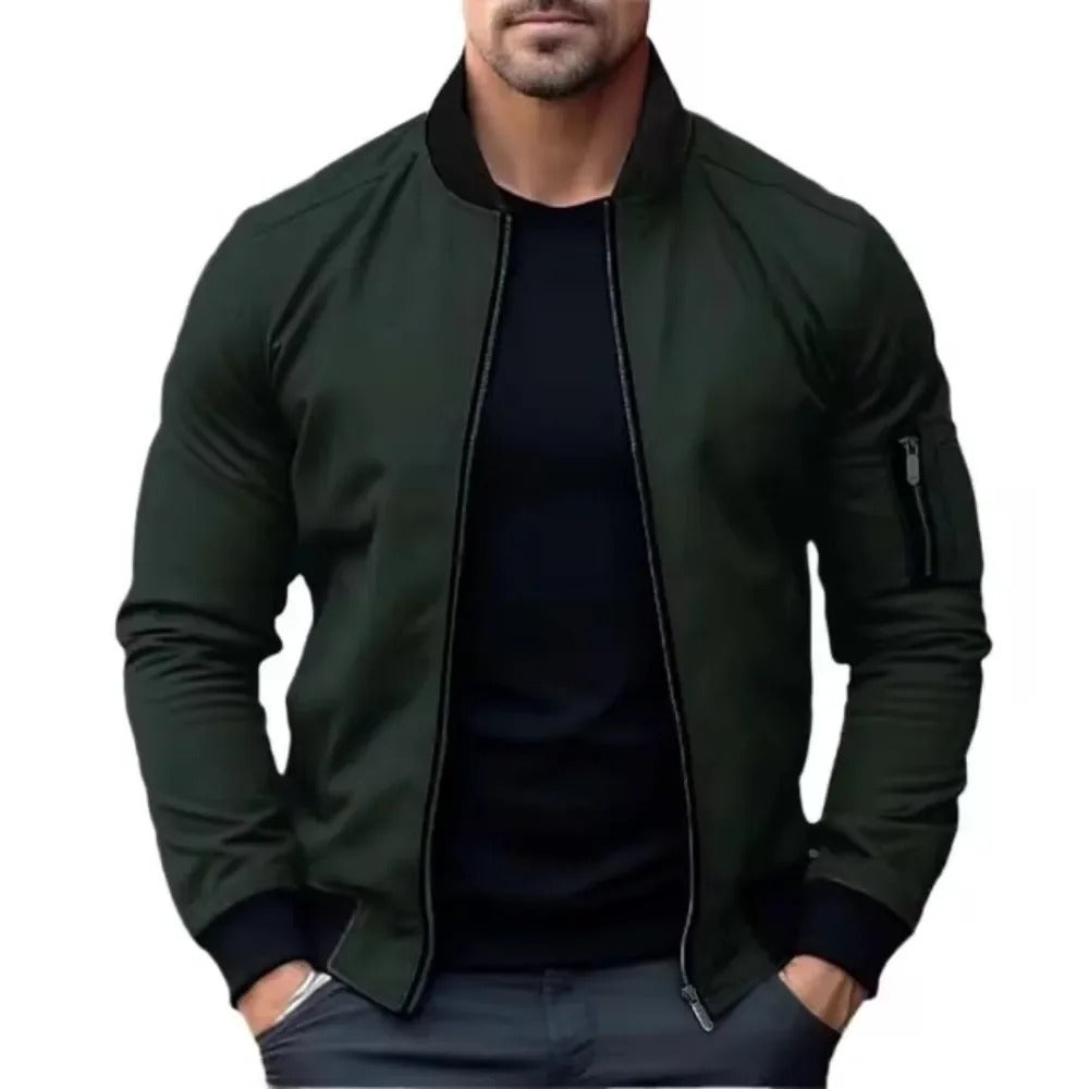 Solid Color Bomber Jacket for Men