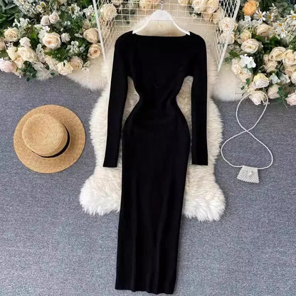 VitaKnit V-Neck Bodycon Sweater Dress