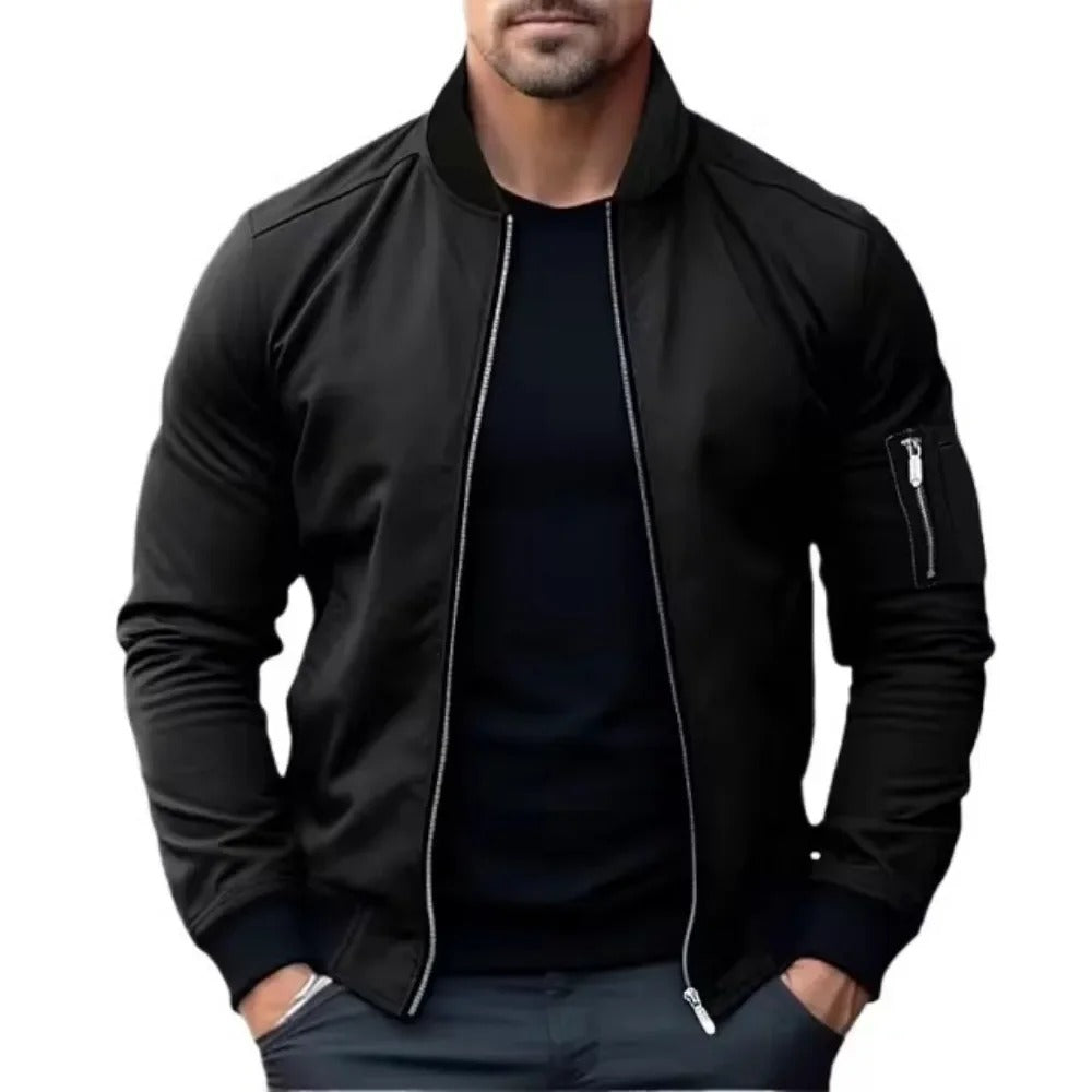 Solid Color Bomber Jacket for Men