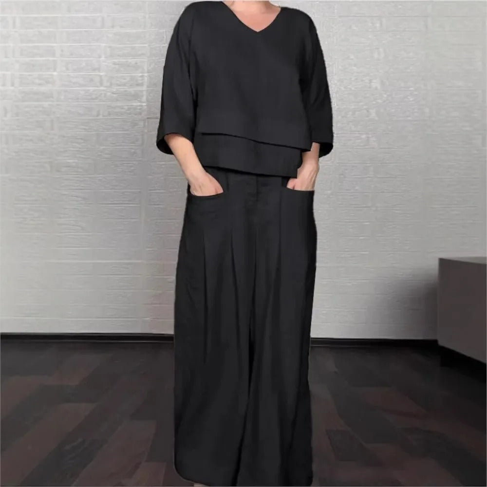 LinenFlow Casual Wide-Leg 2-Piece Set