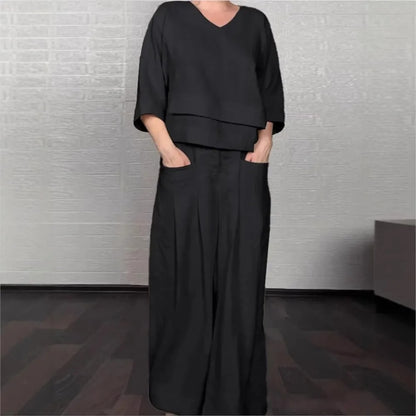 LinenFlow Casual Wide-Leg 2-Piece Set