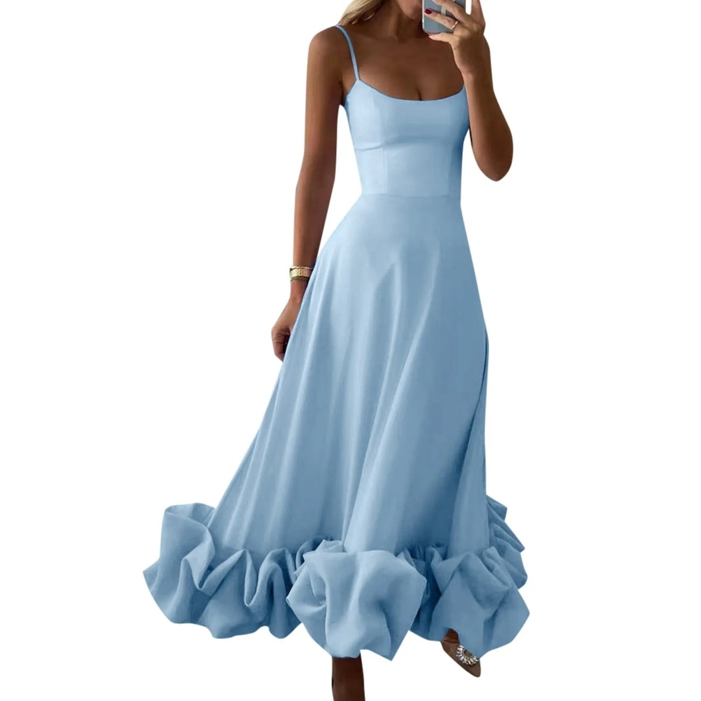 Lustrelace Ruffle Pleated Maxi Dress